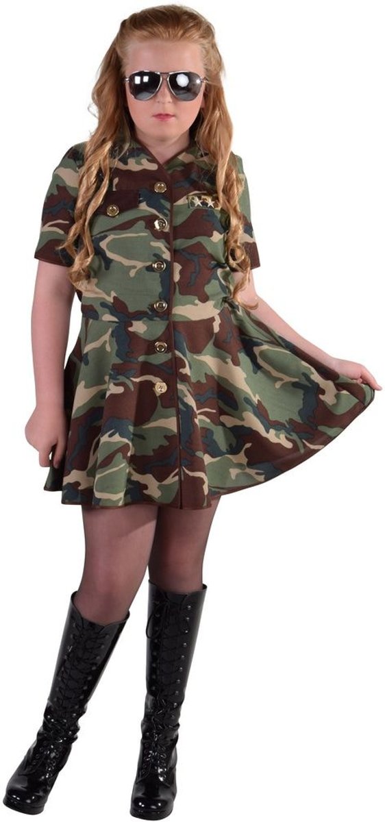 Leger & Oorlog Kostuum | Lauw Leger Camouflage | Meisje | Maat 116 | Carnaval kostuum | Verkleedkleding